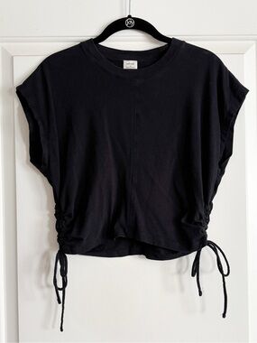 Wilfred Black Side-Tie Ruched Crop Top
